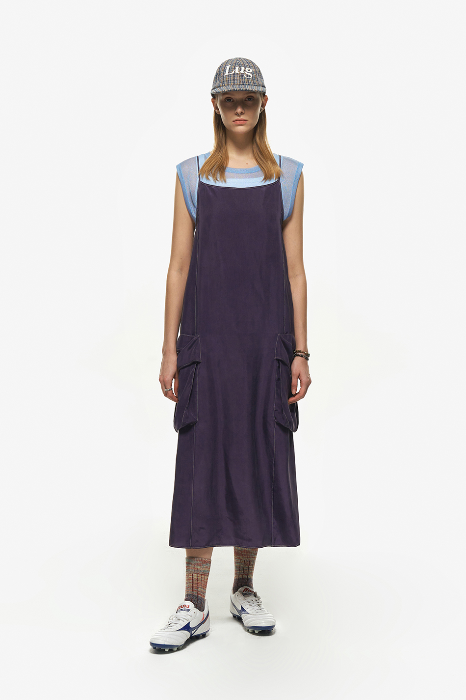 Pocket sleeveless dress_Purple