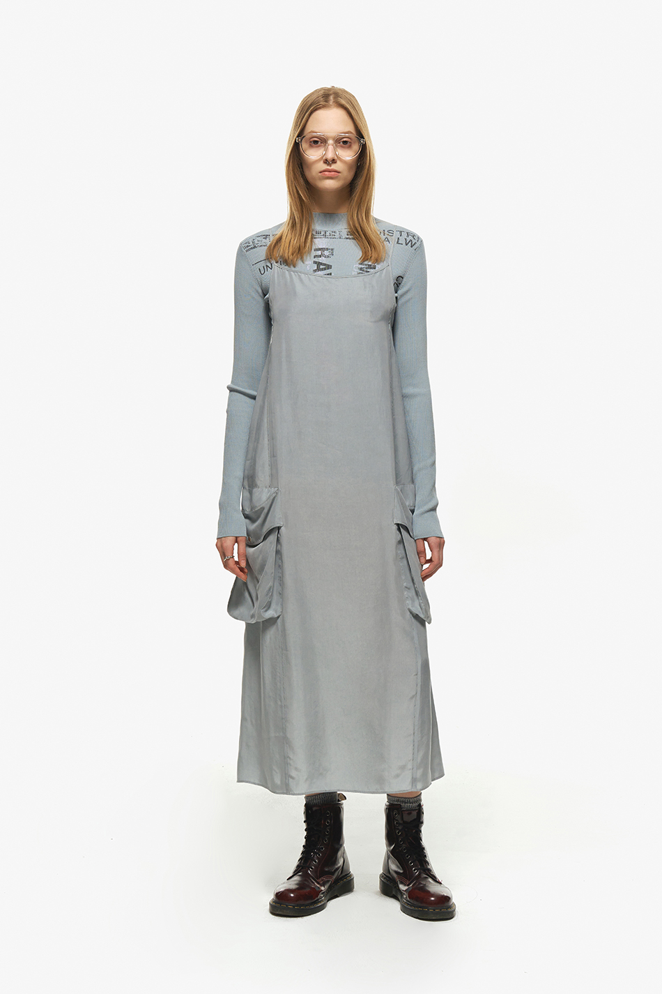 Pocket sleeveless dress_Light Grey